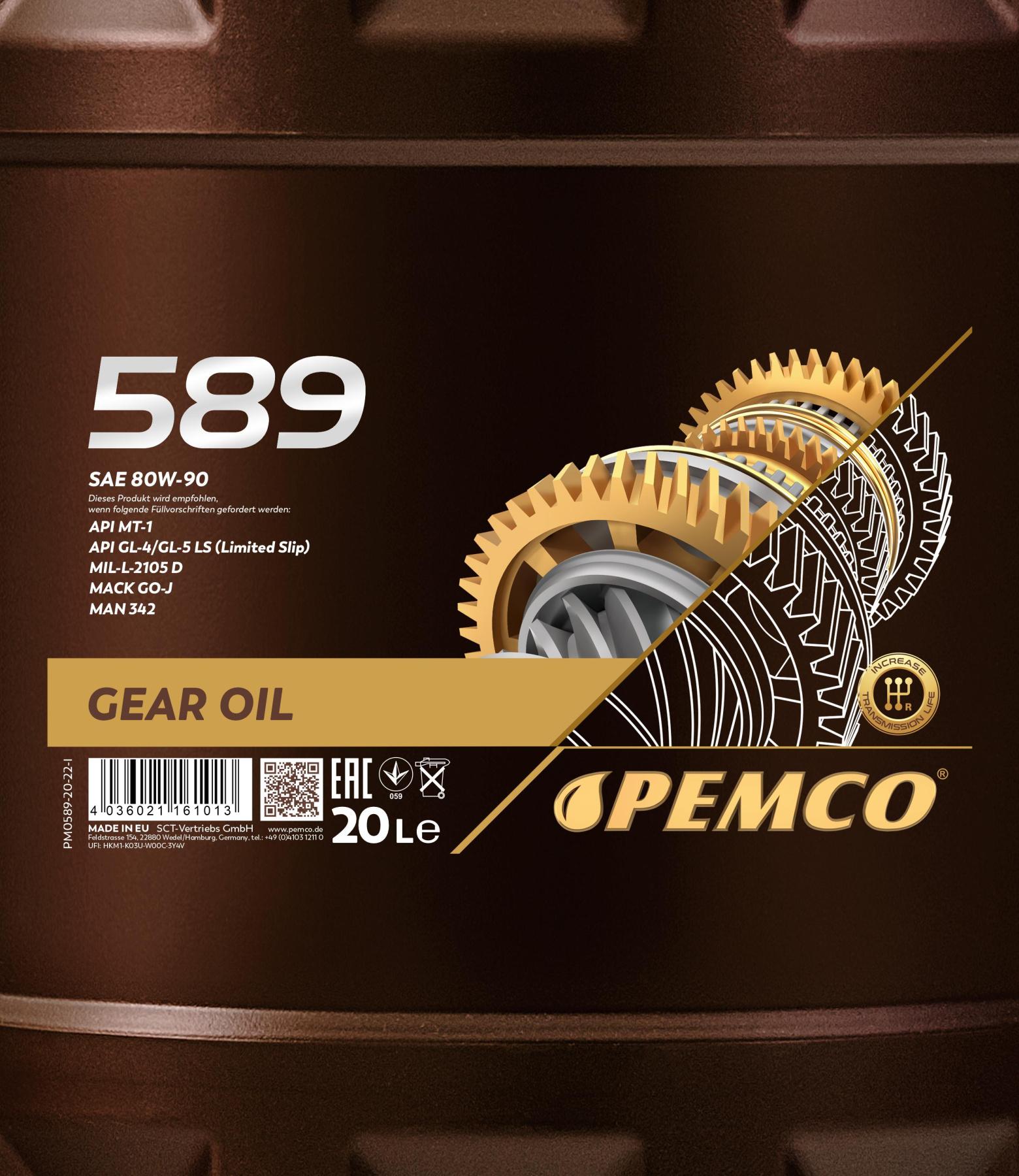 PEMCO 589 80W90 20 л. Минеральное трансмиссионное масло 80W-90 PEMCO 589 80W90 20 л. Минеральное трансмиссионное масло 80W-90