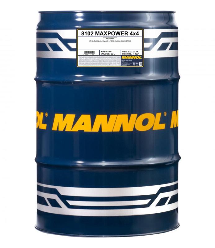 8102 MANNOL MAXPOWER 4x4 75W140 60 л. Синтетическое трансмиссионное масло 75W-140