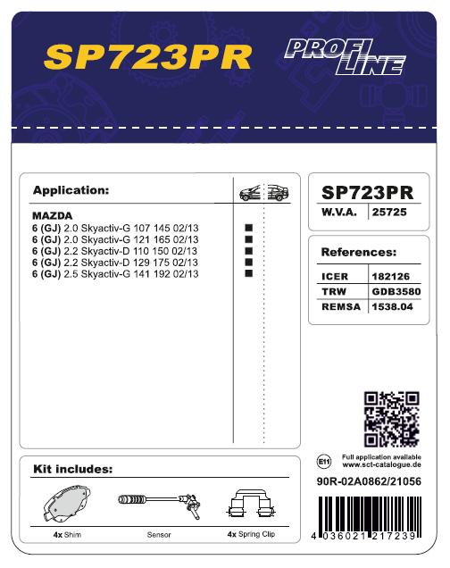 SCT SP 723 Тормозные колодки (комплект 4 шт.) SP723