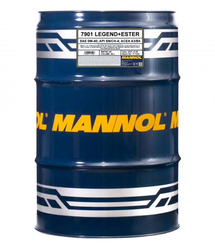 7901 MANNOL LEGEND ESTER 0W40 60 л. Синтетическое моторное масло 0W-40