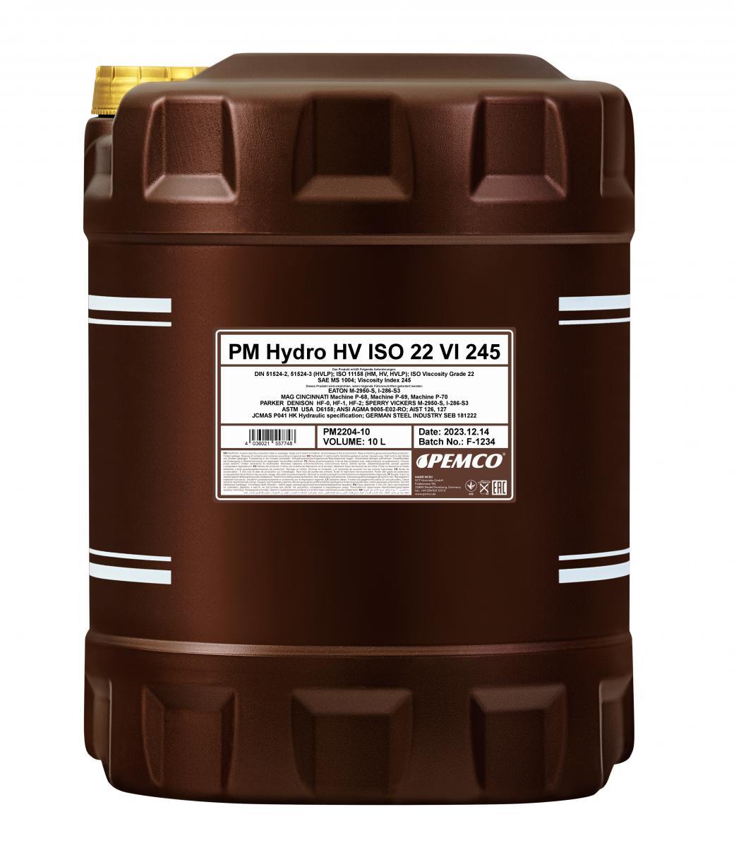 PEMCO HYDRO HV ISO 22 VI 245 10 л. Синтетическое гидравлическое масло   PEMCO HYDRO HV ISO 22 VI 245 10 л. Синтетическое гидравлическое масло