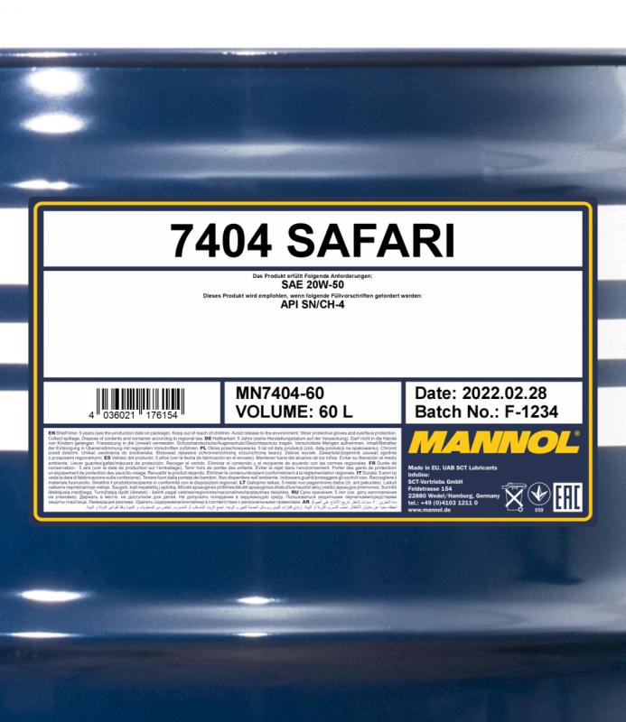 7404 MANNOL SAFARI 20W50 60 л. Моторное масло 20W-50