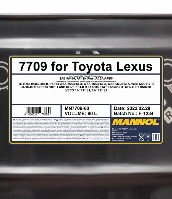 7709 MANNOL FOR TOYOTA LEXUS 5W30 60 л. Синтетическое моторное масло 5W-30