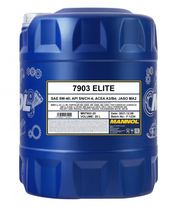 7903 MANNOL ELITE 5W40 20 л. Синтетическое моторное масло 5W-40
