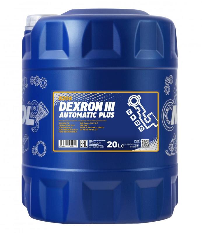8206 MANNOL DEXRON III AUTOMATIC PLUS 20 л. Синтетическое трансмиссионное масло