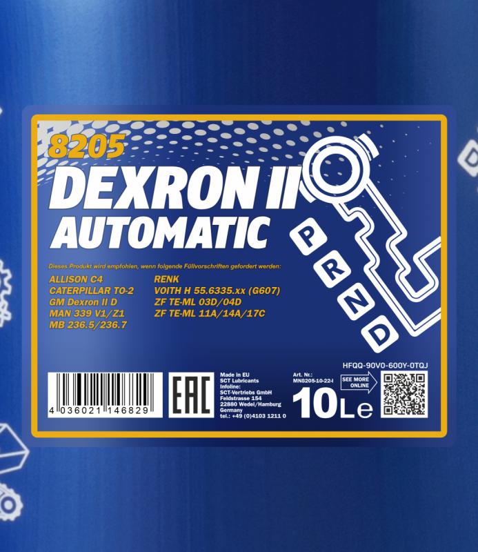 8205 MANNOL DEXRON II AUTOMATIC 10 л. Трансмиссионное масло