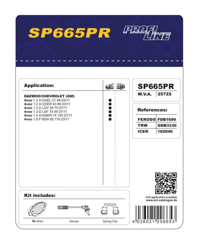 SCT SP 665 Тормозные колодки (комплект 4 шт.) SP665