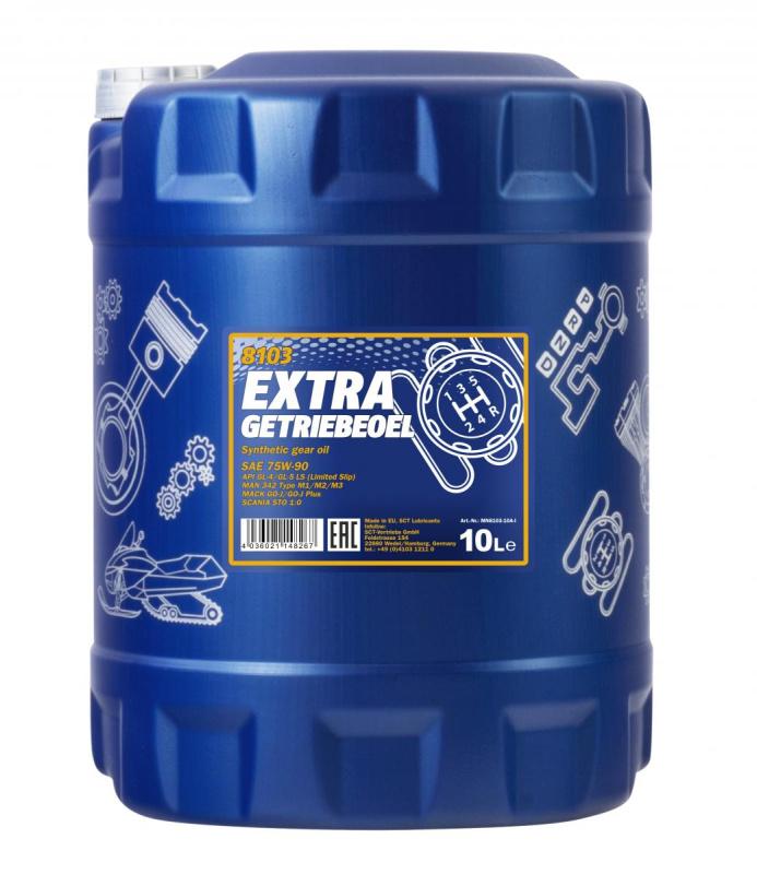 8103 MANNOL EXTRA GEAR OIL 75W90 10 л. Синтетическое трансмиссионное масло 75W-90