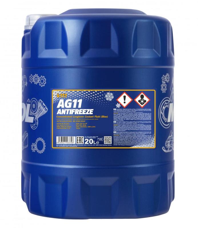 4111 MANNOL ANTIFREEZE LONGTERM AG11 20 л. Концентрат антифриз синий