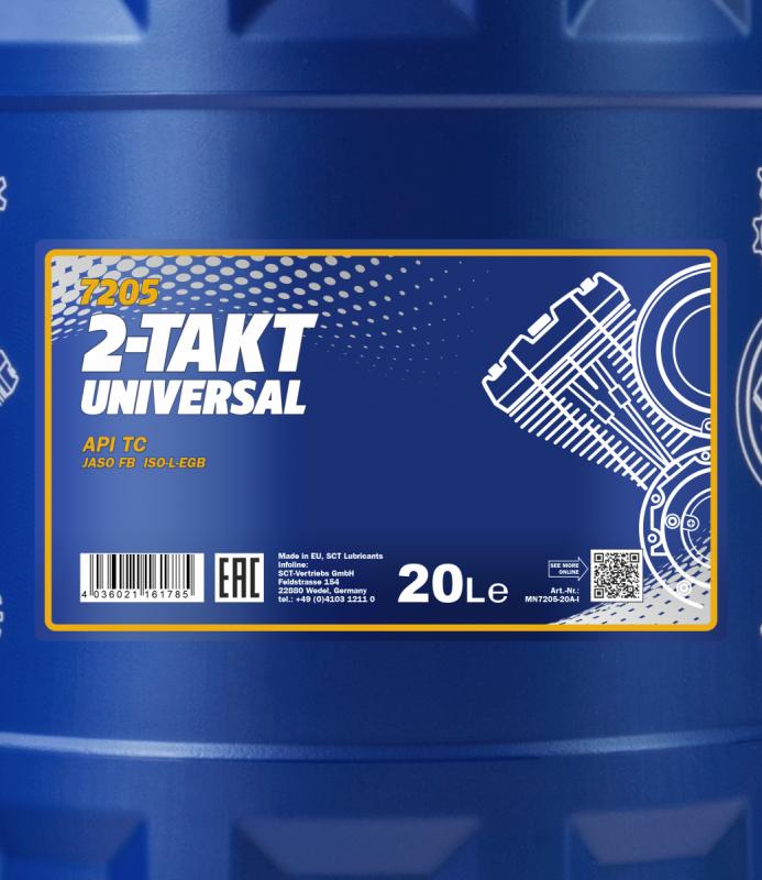 7205 MANNOL 2-TAKT UNIVERSAL 20 л. Моторное масло для 2Т двигателей