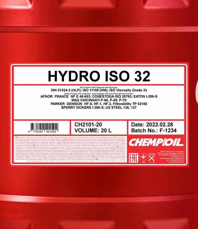 2101 CHEMPIOIL HYDRO ISO 32 20 л. Гидравлическое масло 