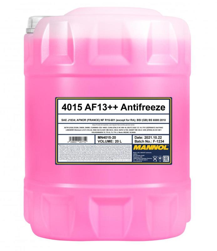 4015 MANNOL ANTIFREEZE AF13++ 20 л. Готовый раствор охлаждающей жидкости антифриз красный 