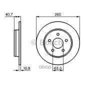 BOSCH 0986479169 Диск торм. зад. FORD FOCUS II,C-MAX 1.4-1.8L 2004=> (265x11)