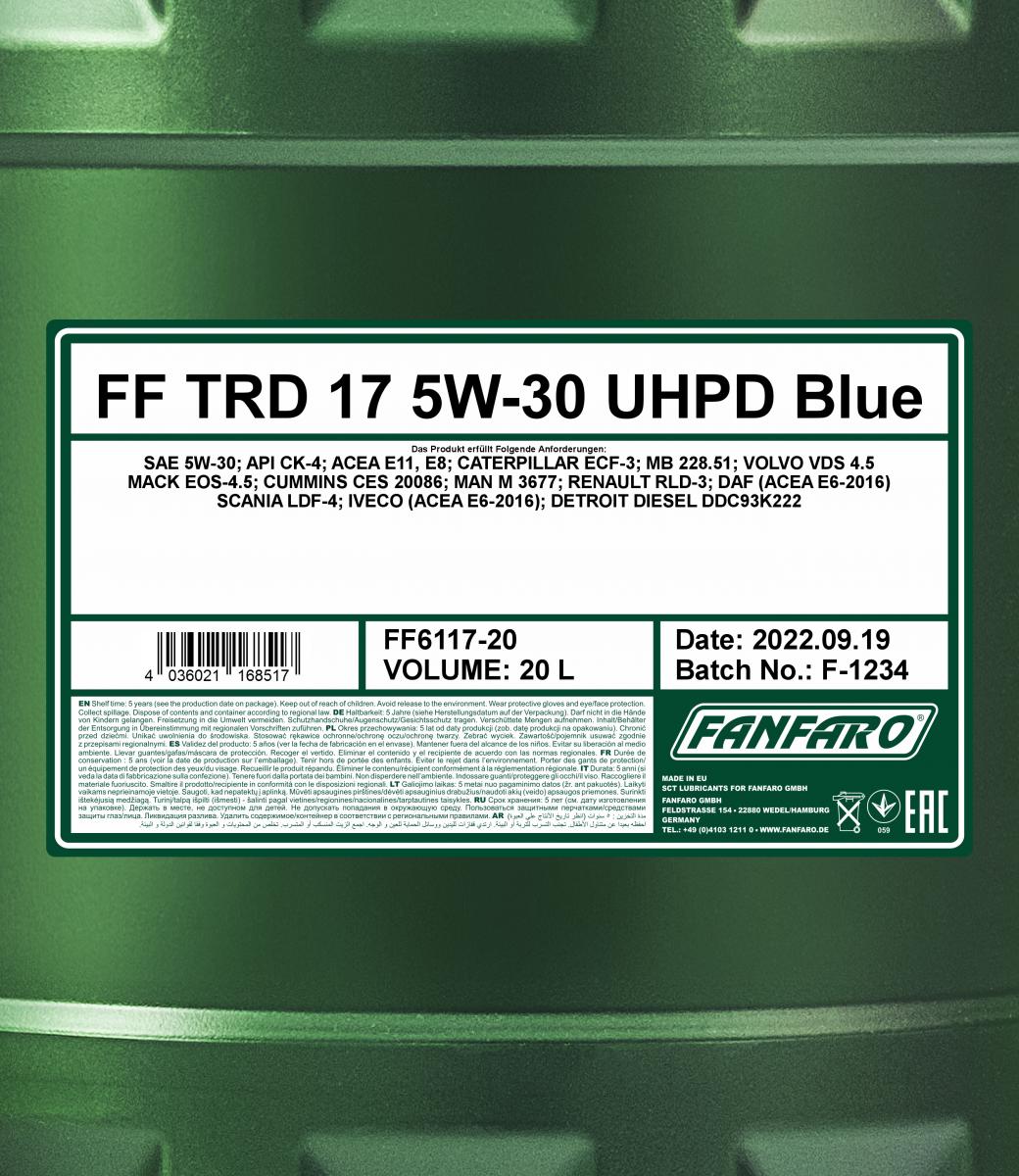 6117 FANFARO TRD-17 UHPD BLUE 5W30 20 л. Синтетическое моторное масло 5W30