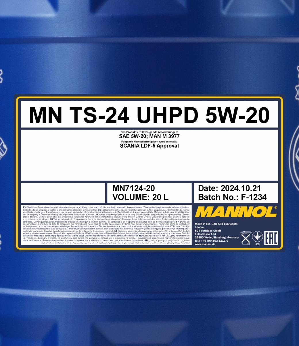 7124 MANNOL TS-24 UHPD 5W20 20 л. Синтетическое моторное масло 5W-20