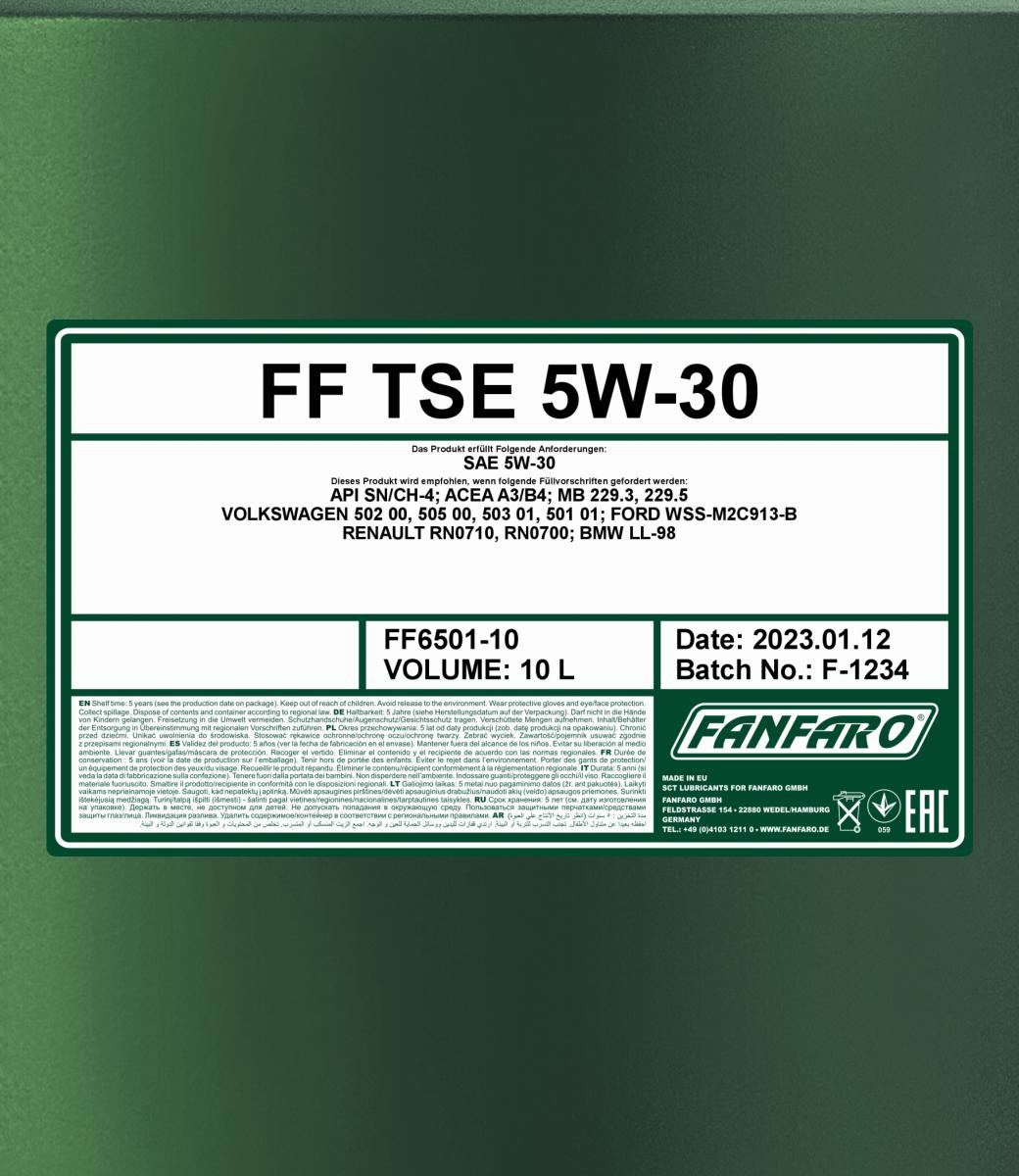 6501 FANFARO TSE 5W30 10 л. Полусинтетическое моторное масло 5W-30