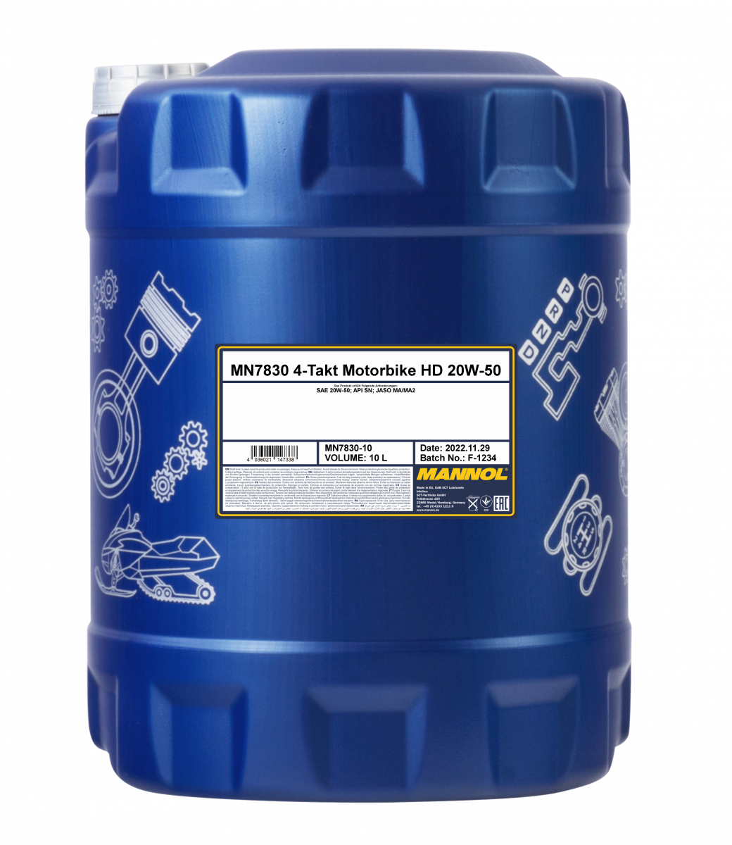 7830 MANNOL 4-TAKT MOTORBIKE HD 20W50 10 л. Синтетическое моторное масло для 4Т двигателей 20W-50