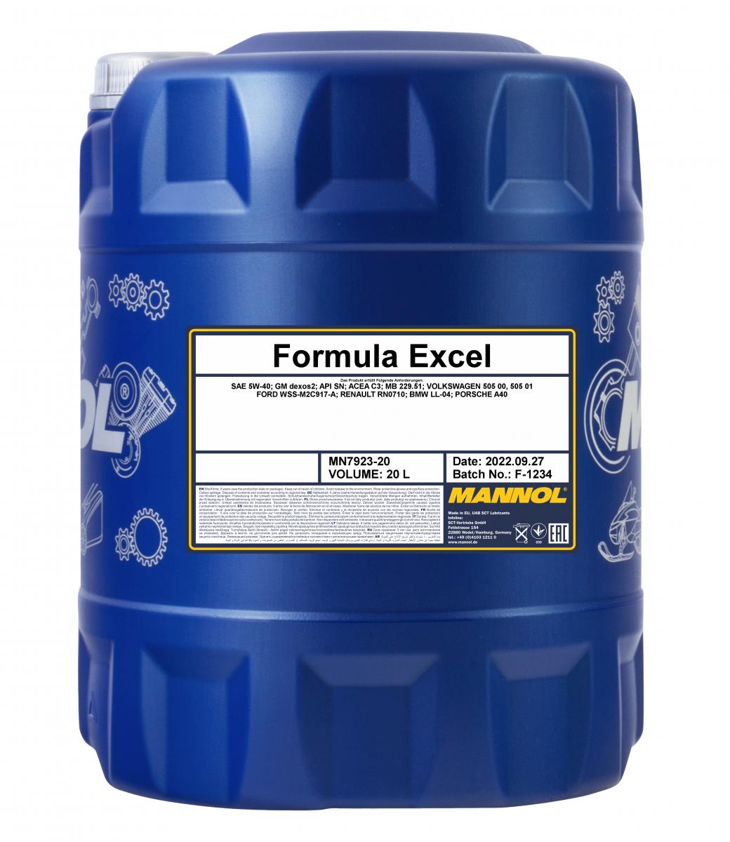 7923 MANNOL FORMULA EXCEL 5W40 20 л. Синтетическое моторное масло 5W-40