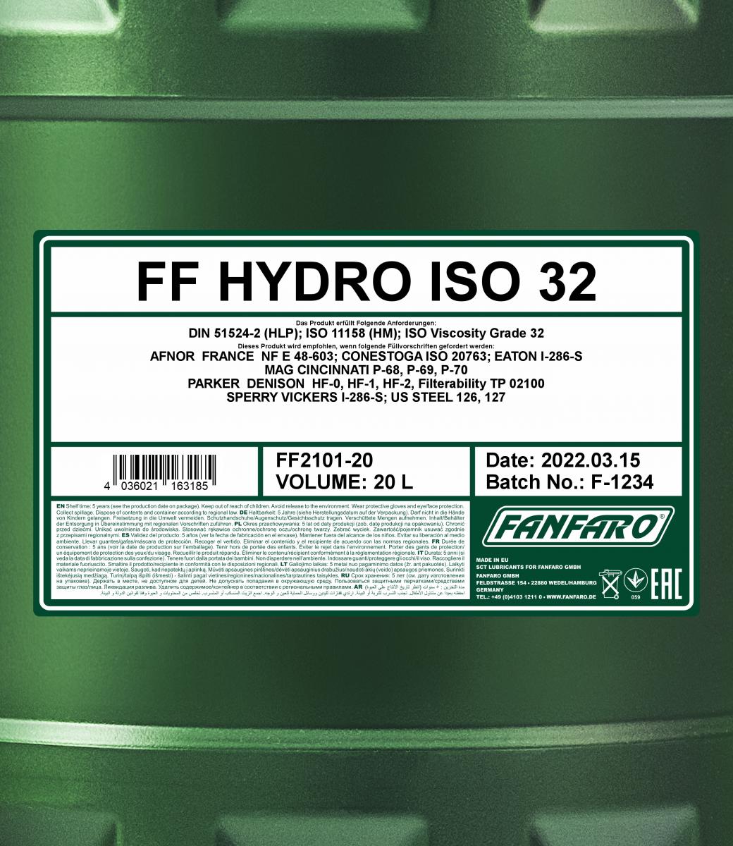 2101 FANFARO HYDRO ISO 32 20 л. Минеральное гидравлическое масло