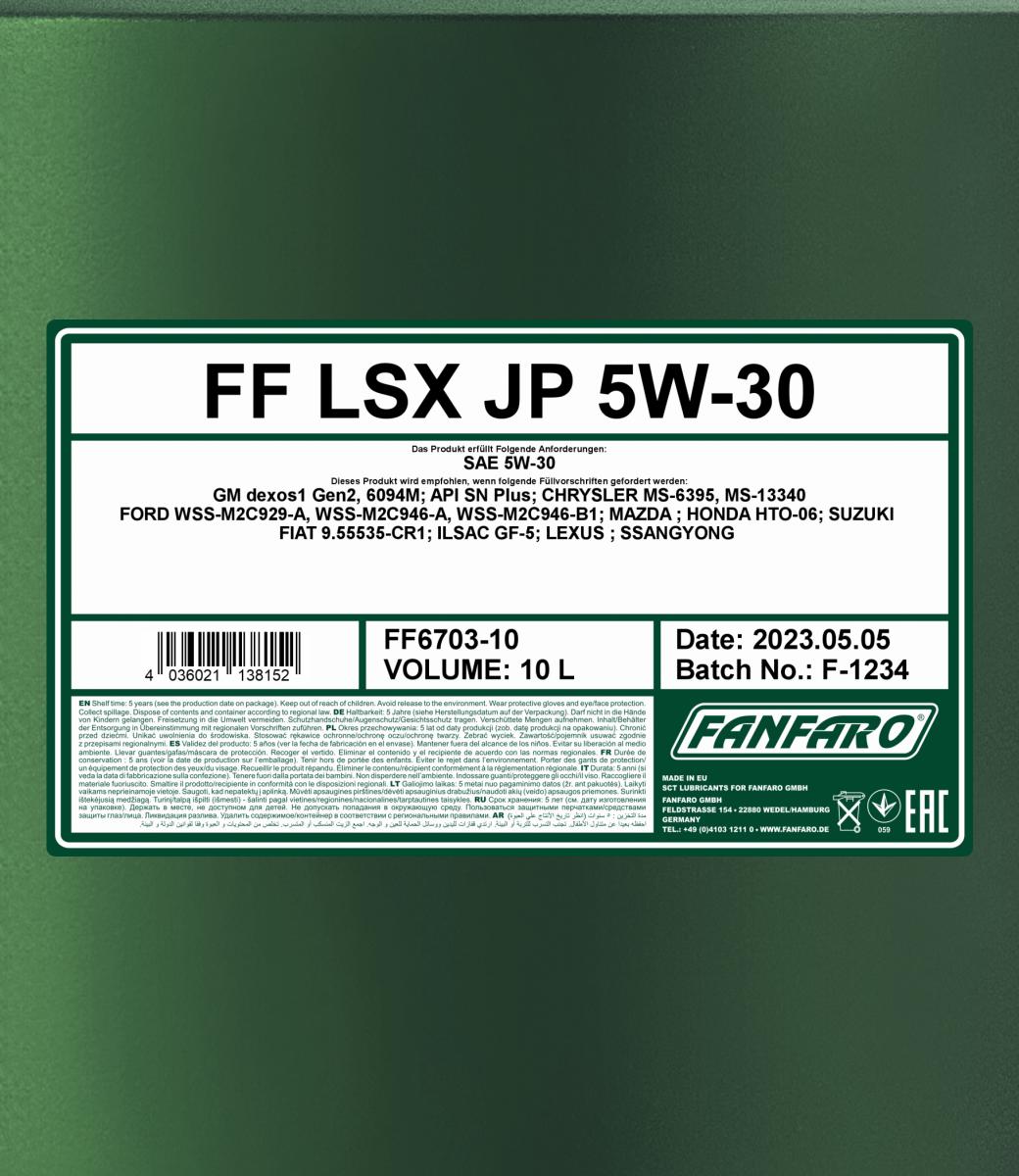 6703 FANFARO LSX JP 5W30 10 л. Синтетическое моторное масло 5W-30