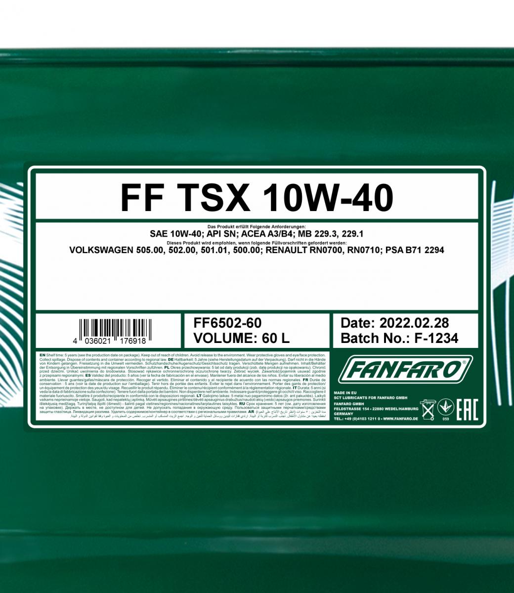 6502 FANFARO TSX 10W40 60 л. Полусинтетическое моторное масло 10W-40