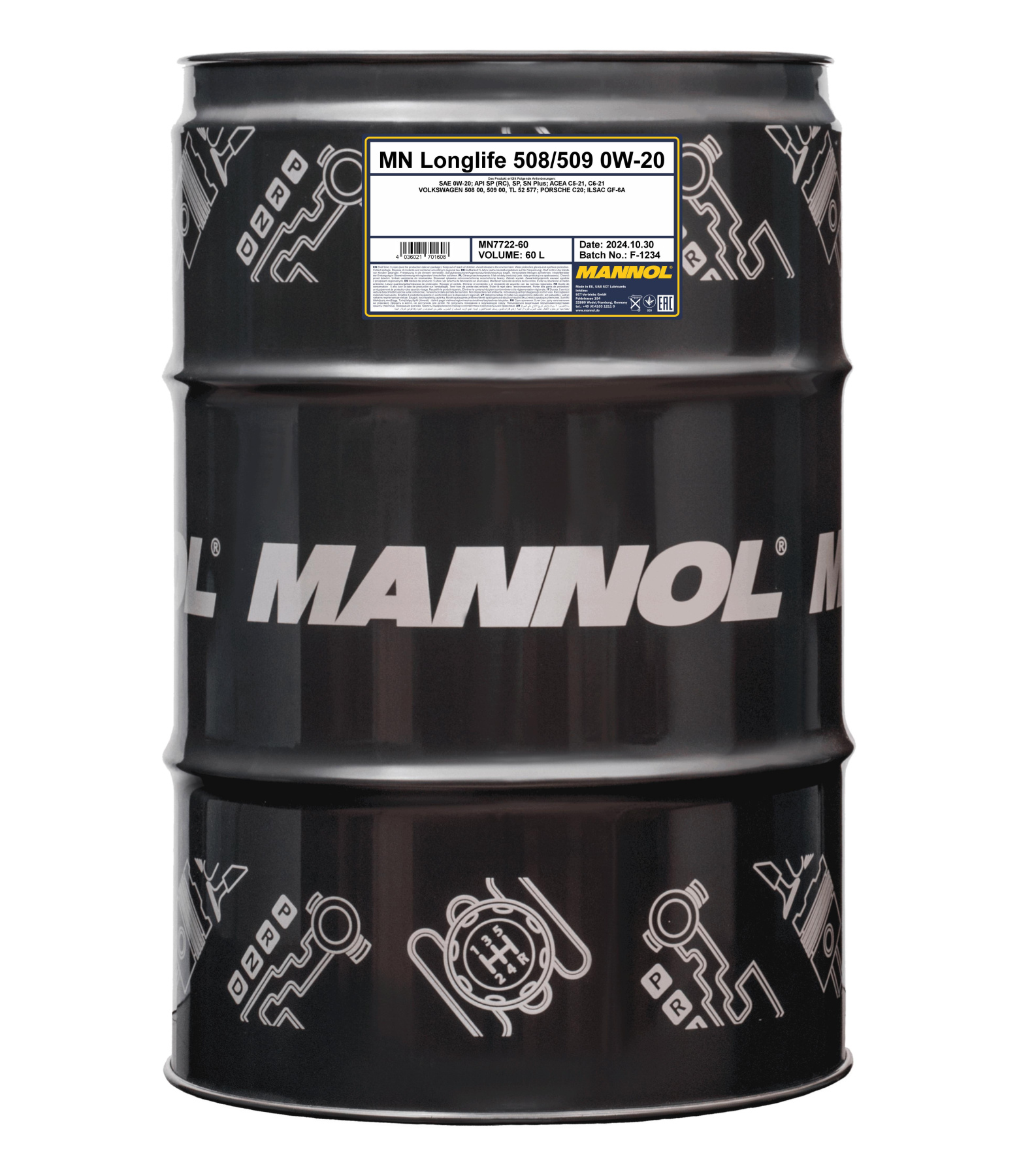 7722 MANNOL LONGLIFE 508/509 0W20 60 л. Синтетическое моторное масло 0W-20