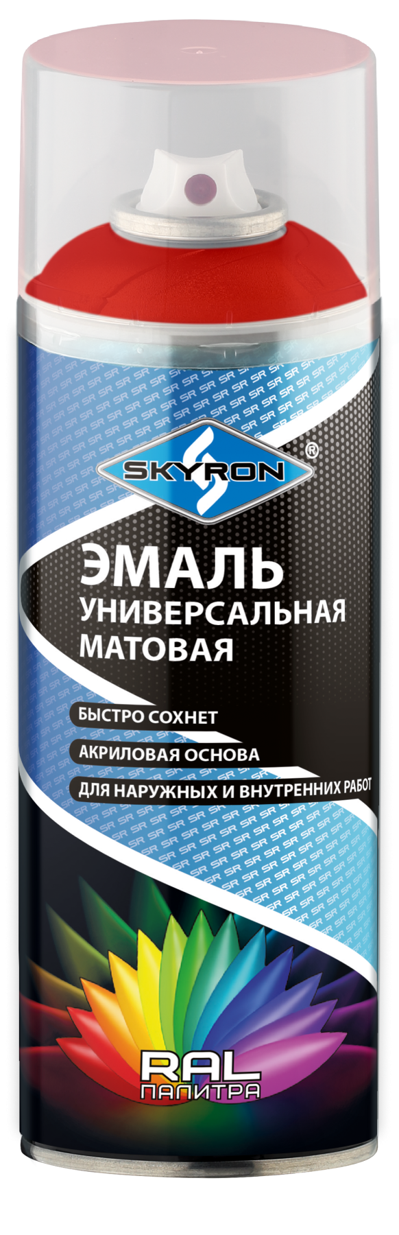 SKYRON Эмаль универсальная акриловая "КРАСНАЯ" (RAL 3020) (аэрозоль) 520 мл.