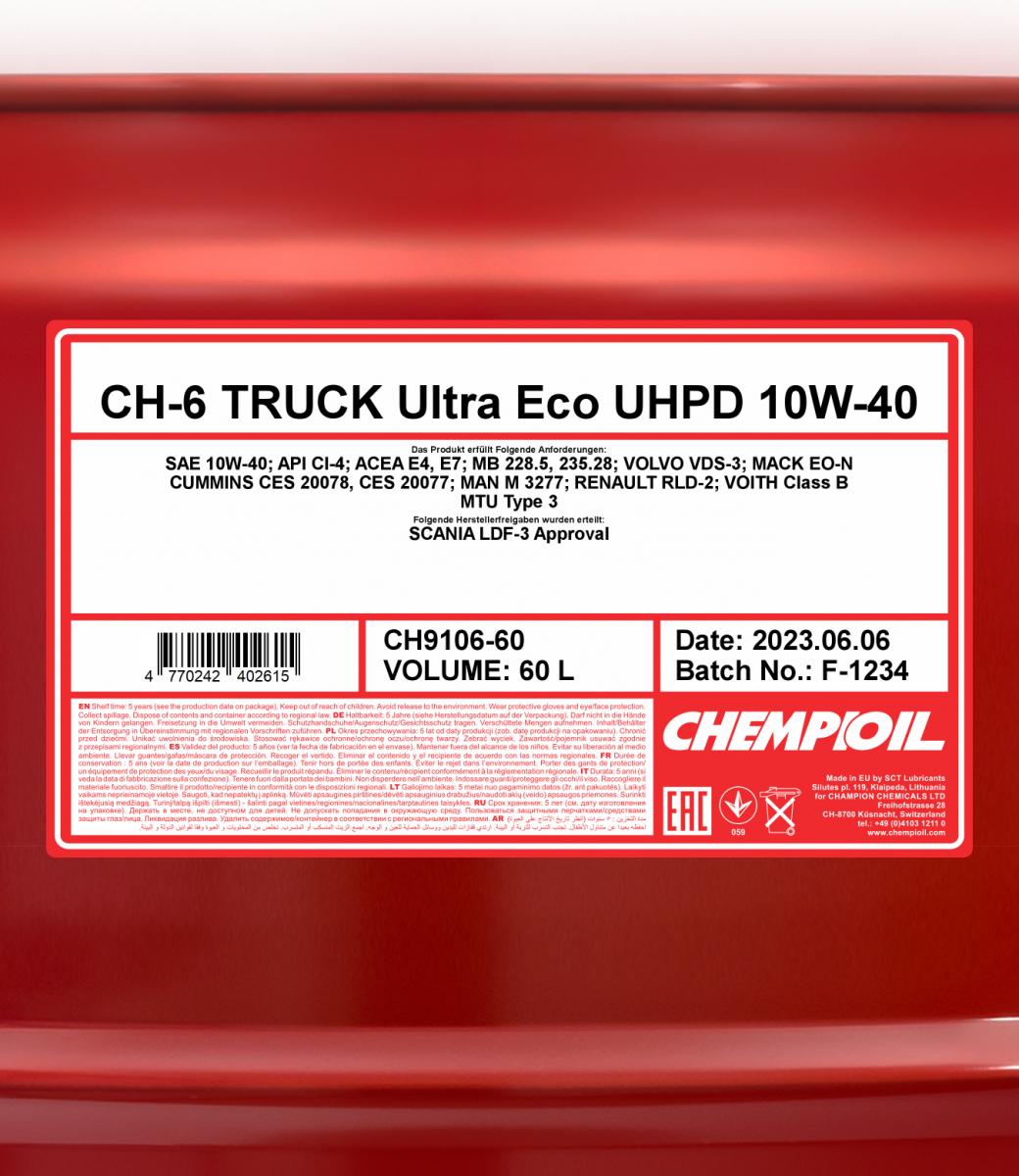9106 CHEMPIOIL TRUCK ULTRA ECO UHPD CH-6 10W40 60 л. Синтетическое моторное масло 10W-40