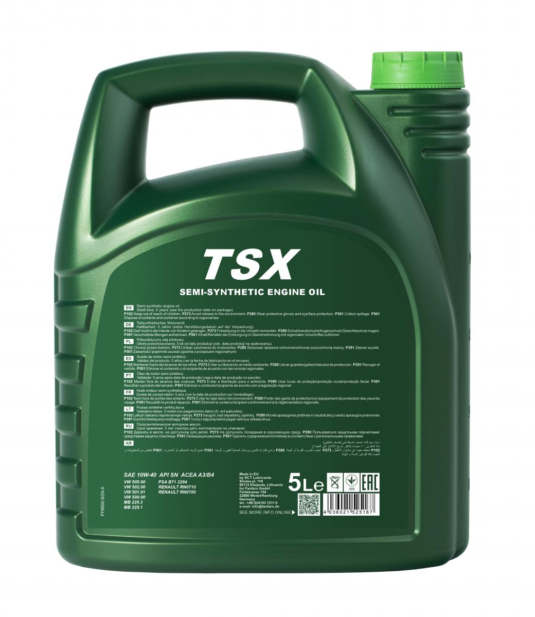 6502 FANFARO TSX 10W40 5 л. Полусинтетическое моторное масло 10W-40