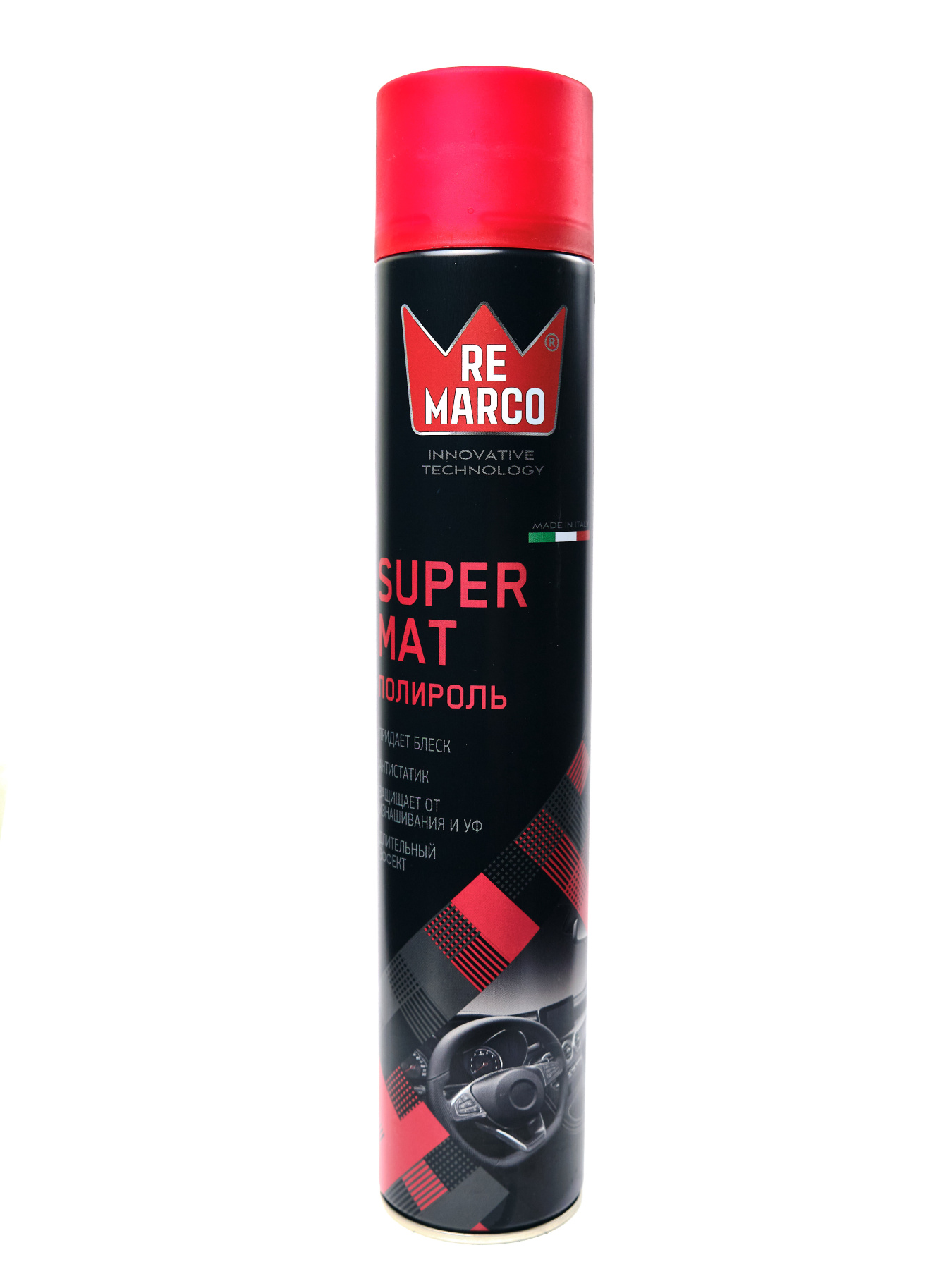 RE MARCO BRILLIANT SHINE SUPER MAT "КЛУБНИКА" 750 мл. Полироль очиститель пластика и салона матовый