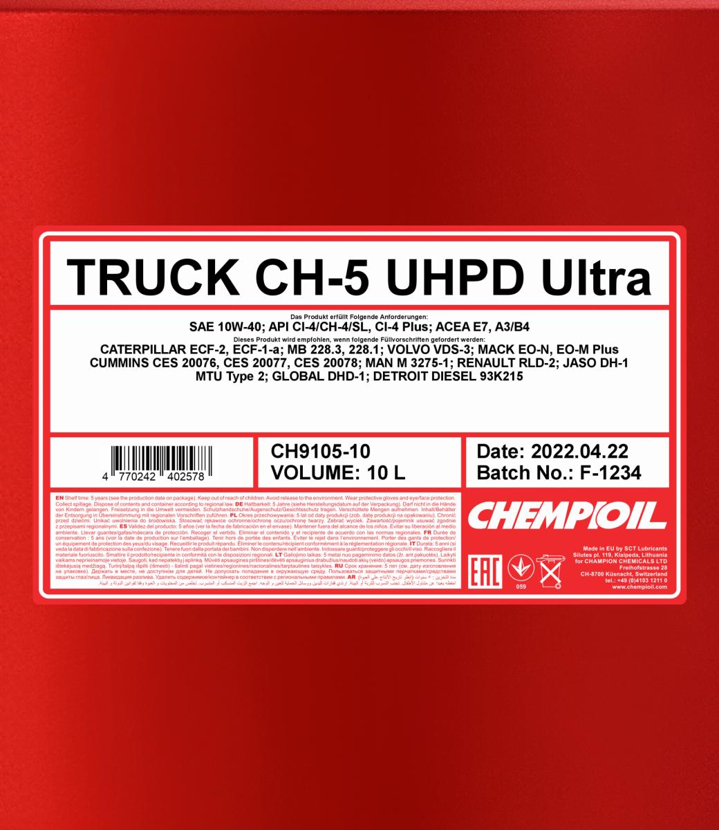 9105 CHEMPIOIL TRUCK ULTRA UHPD CH-5 10W40 10 л. Полусинтетическое моторное масло 10W-40
