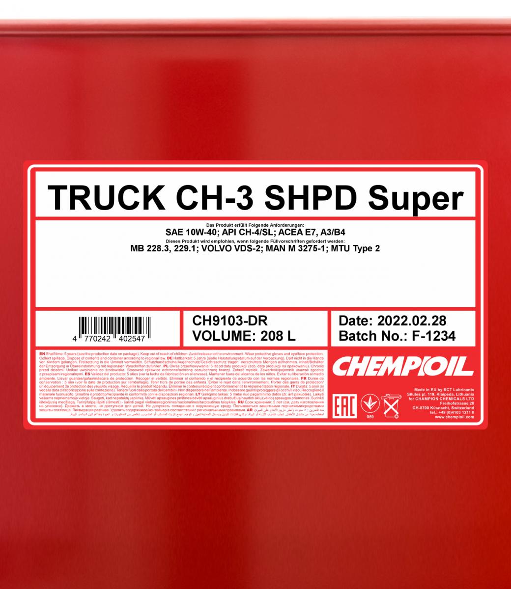 9103 CHEMPIOIL TRUCK SUPER SHPD CH-3 10W40 208 л. Минеральное моторное масло 10W-40