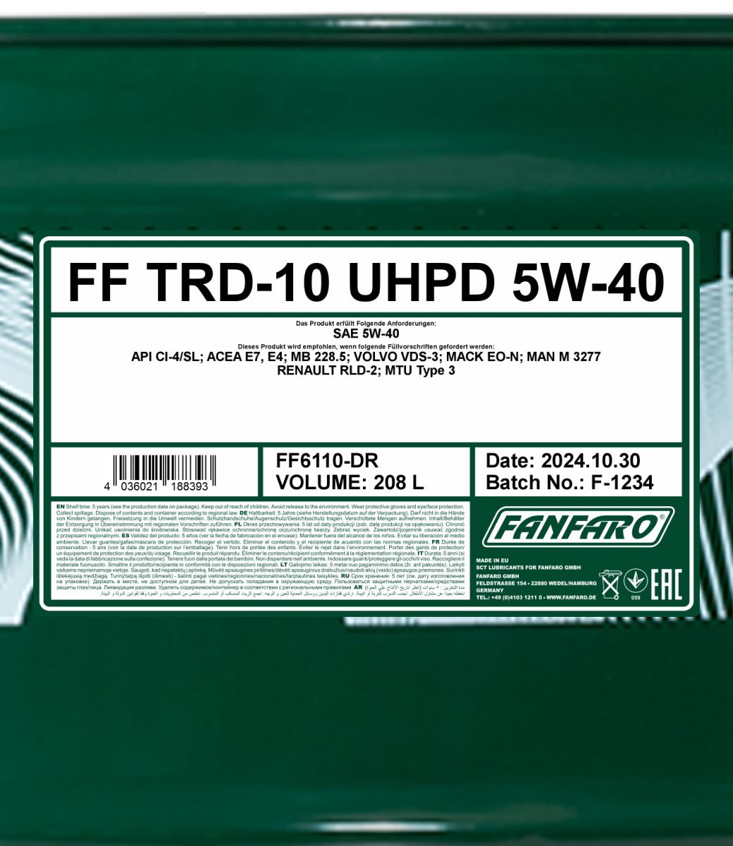 6110 FANFARO TRD-10 UHPD 5W40 208 л. Синтетическое моторное масло 5W-40