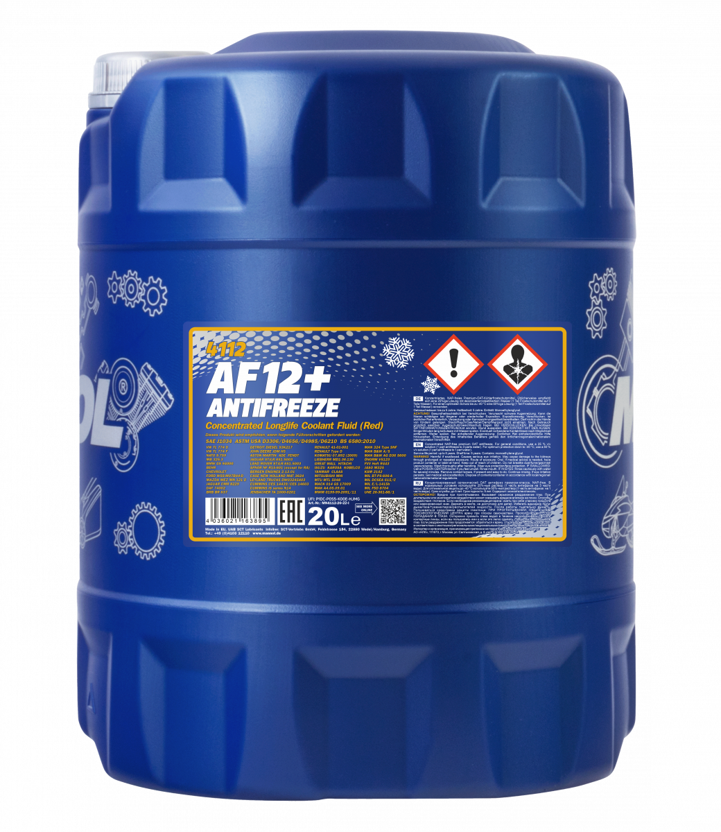4112 MANNOL ANTIFREEZE AF12+ LONGLIFE 20 л. Концентрат антифриз красный
