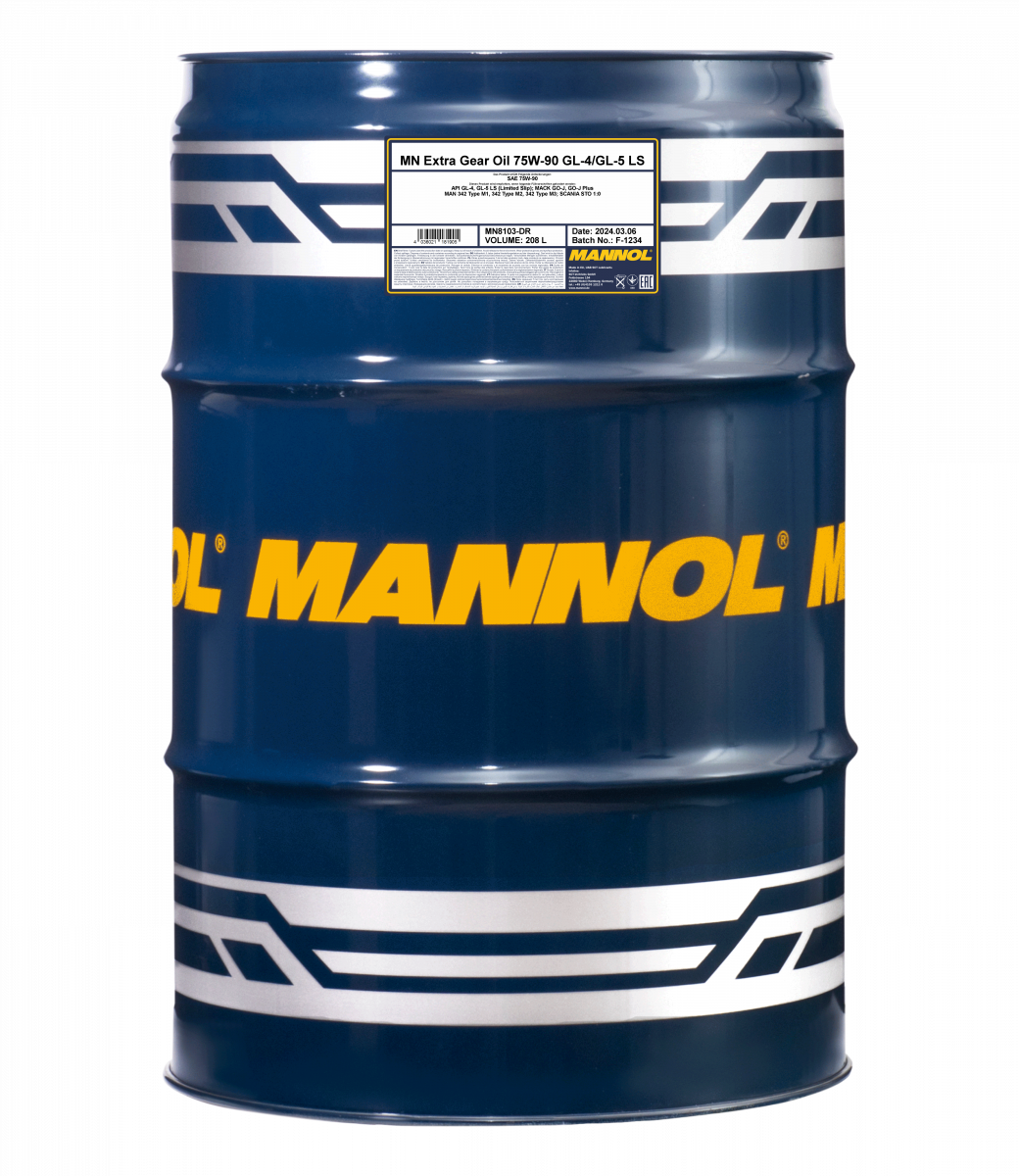 8103 MANNOL EXTRA GEAR OIL 75W90 208 л. Синтетическое трансмиссионное масло 75W-90