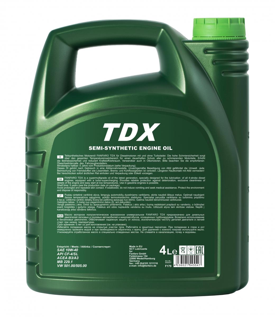 6508 FANFARO TDX 10W40 4 л. Полусинтетическое моторное масло 10W-40