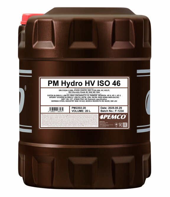 PEMCO HYDRO HV ISO 46 20 л. Минеральное гидравлическое масло   