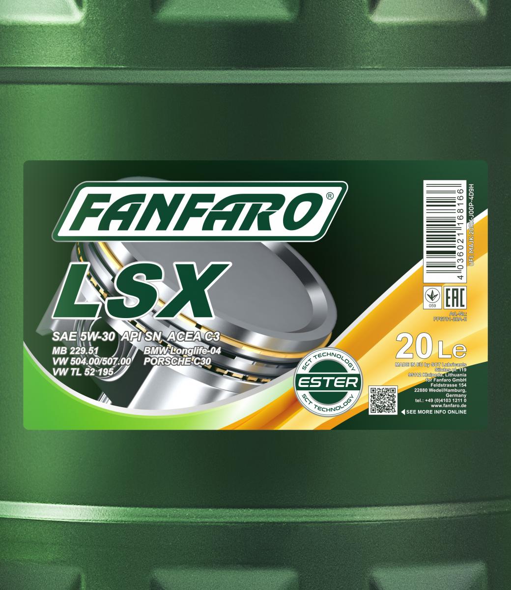 6701 FANFARO LSX 5W30 20 л. Синтетическое моторное масло 5W-30