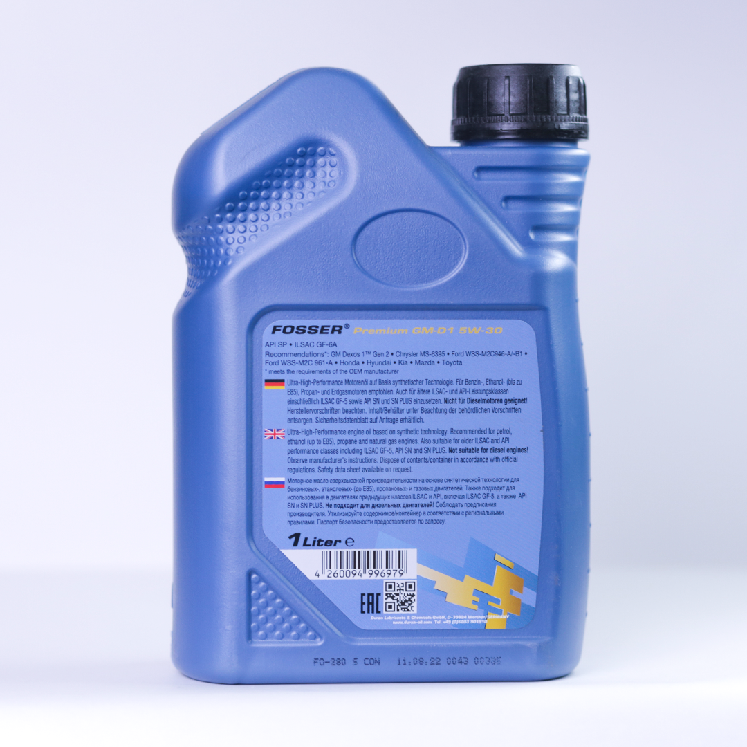 FOSSER PREMIUM GM-D1 5W30 1 л. Синтетическое моторное масло 5W-30