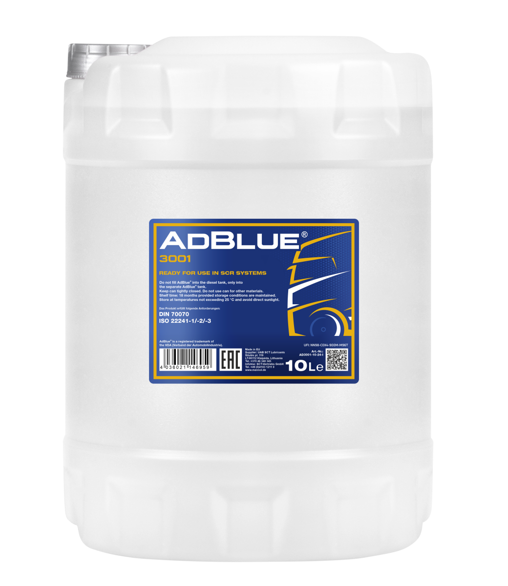 3001 MANNOL ADBLUE SCR 10 л. Рабочая жидкость для катализатора