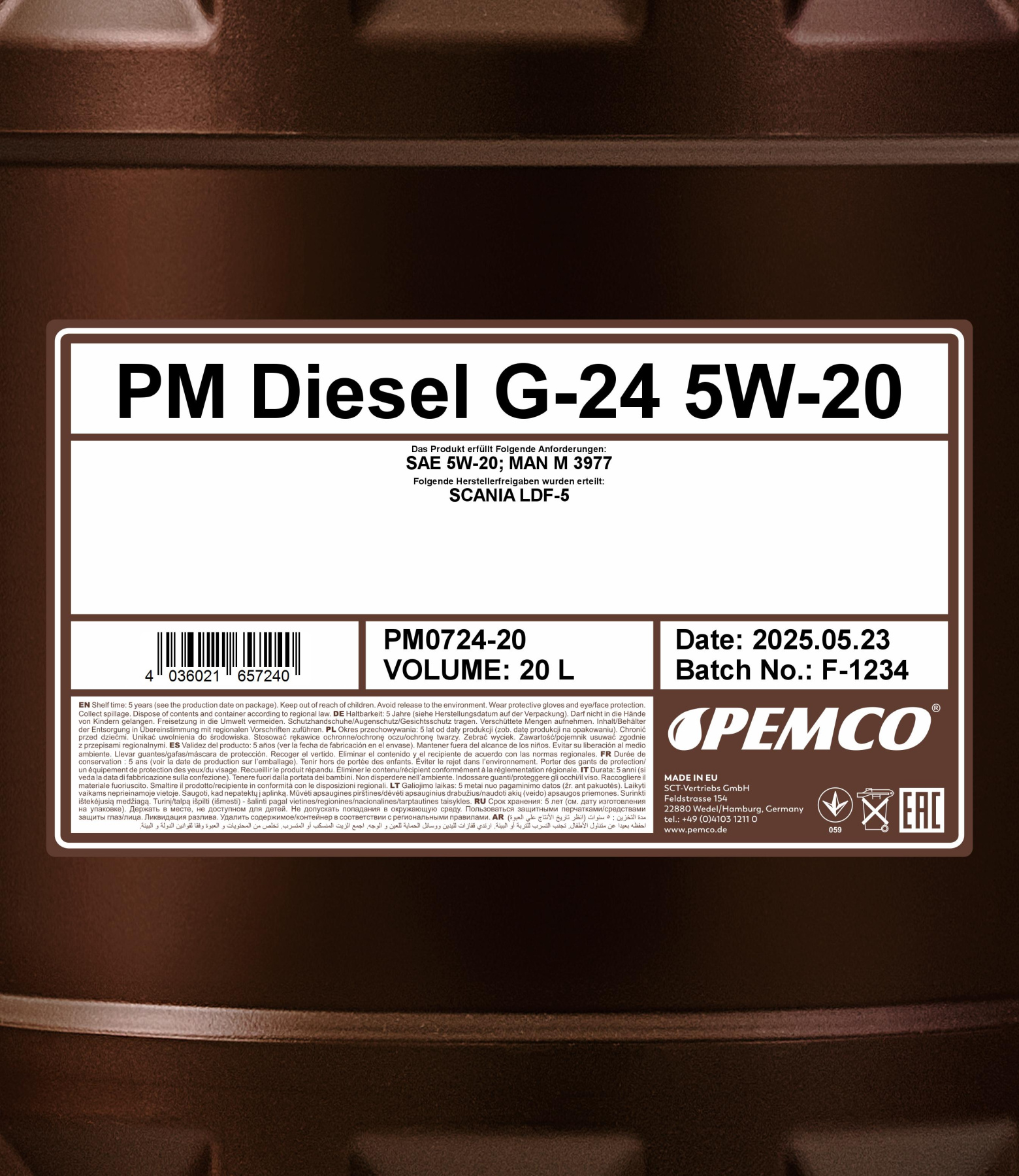 PEMCO G-24 DIESEL 5W20 20 л. Синтетическое моторное масло 5W-20 