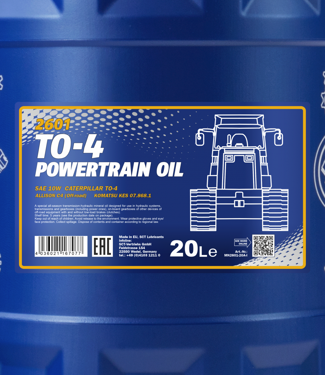2601 MANNOL TO-4 POWERTRAIN OIL 10W 20 л. Трансмисионное гидравлическое масло 10W 