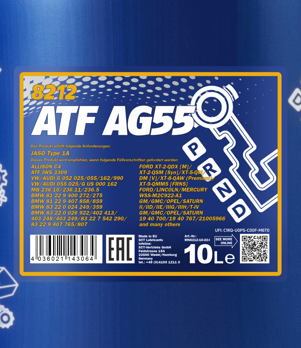8212 MANNOL ATF AG55 10 л. Синтетическая трансмиссионная жидкость 