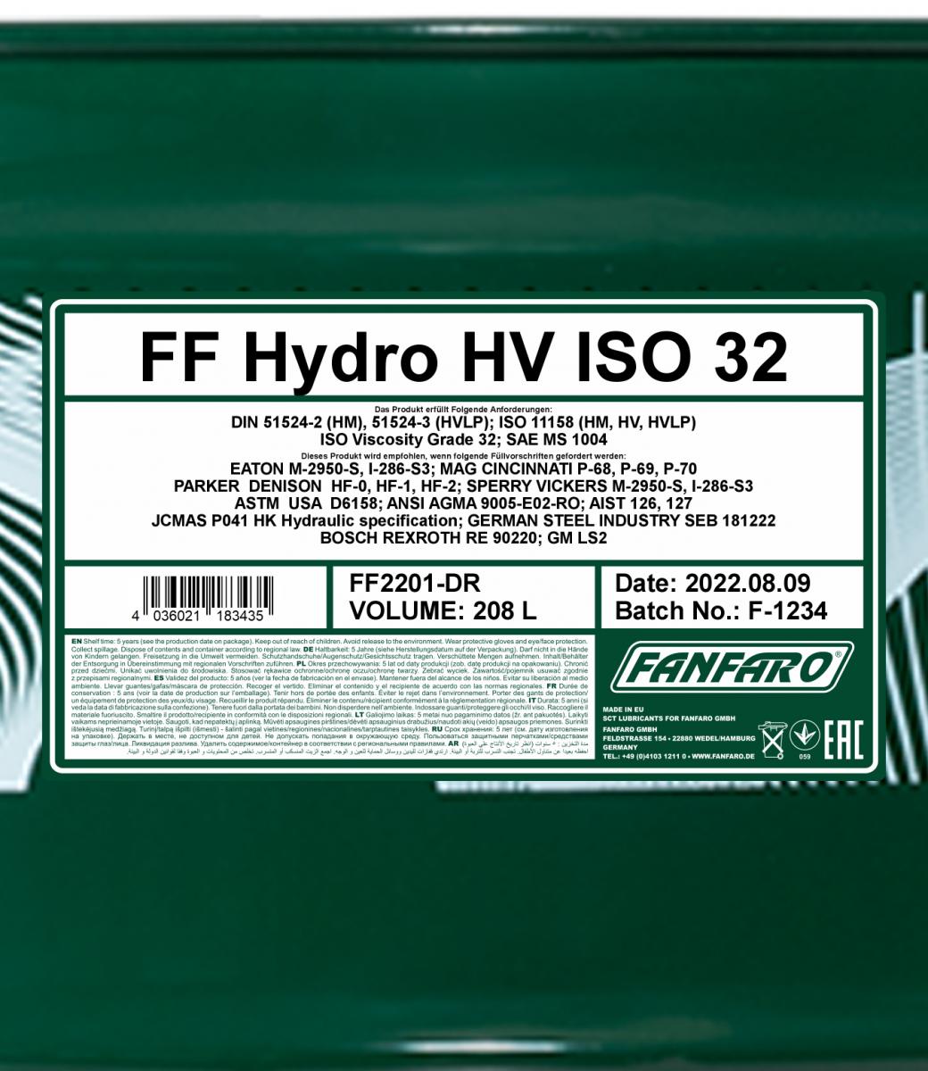 2201 FANFARO HYFRO HV ISO 32 208 л. Минеральное гидравлическое масло
