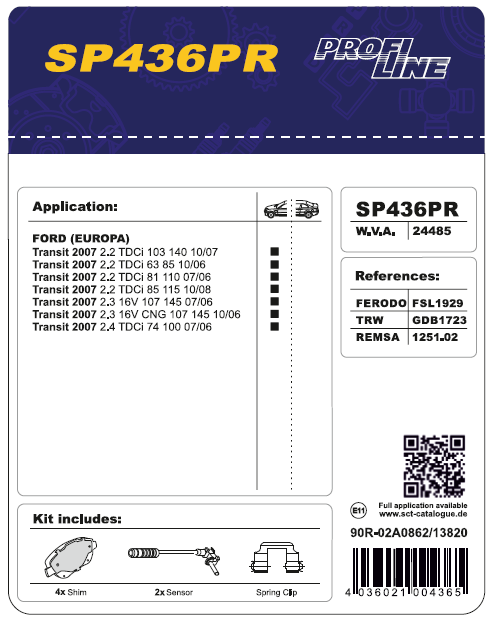 SCT SP 436 Тормозные колодки (комплект 4 шт.) SP436