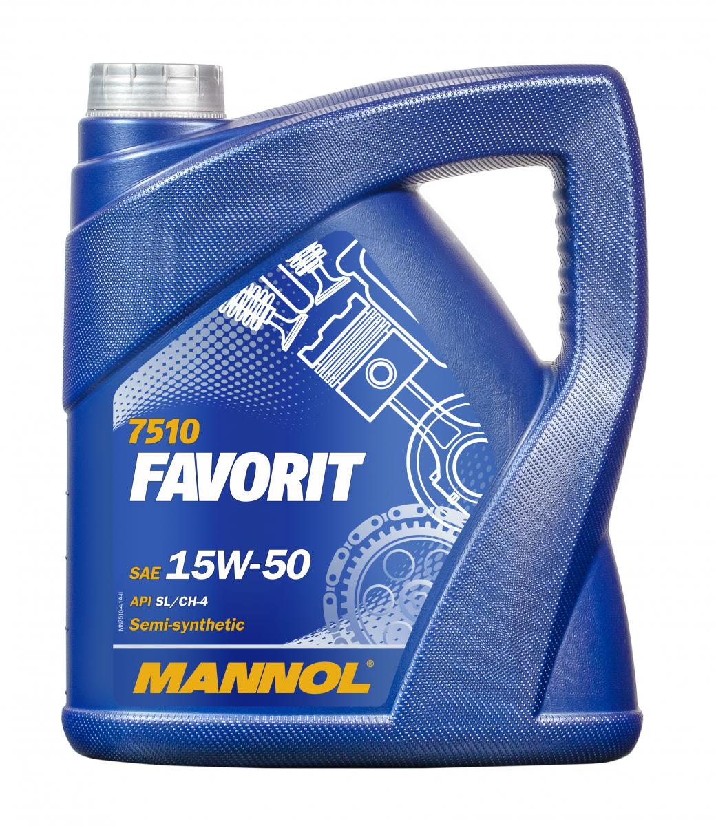 7510 MANNOL FAVORIT 15W50 4 л. Полусинтетическое моторное масло 15W-50