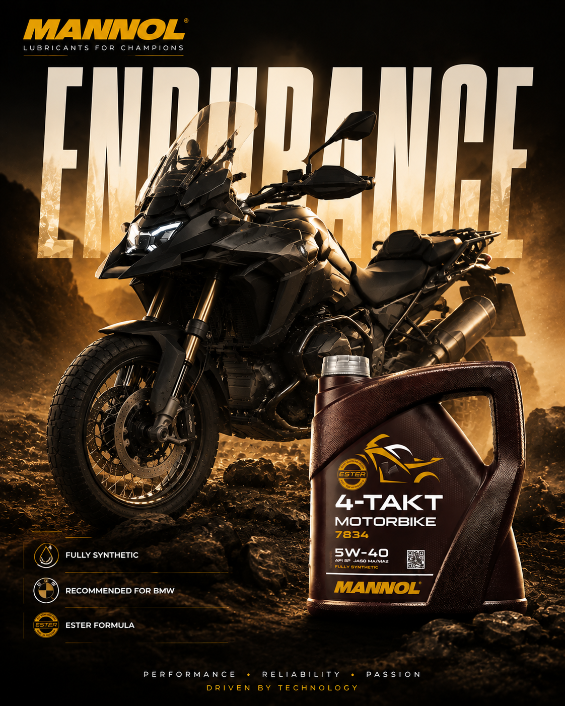 7834 MANNOL 4-TAKT MOTORBIKE 5W40 4 л. Синтетическое моторное масло 5W-40