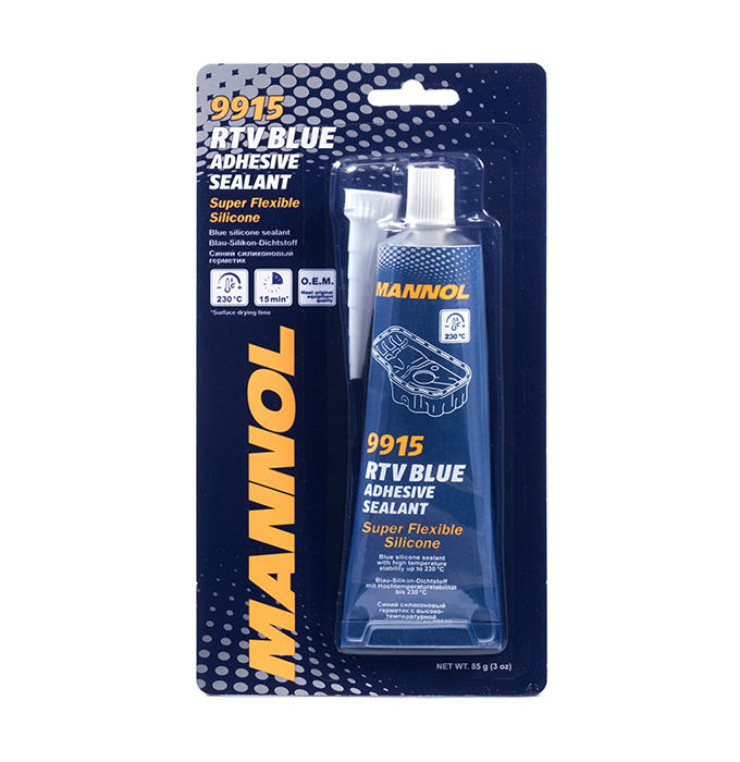 9915 MANNOL RTV ADHESIVE SEALANT BLUE 85 гр. Синий силиконовый герметик (от -40 С до +230 С)