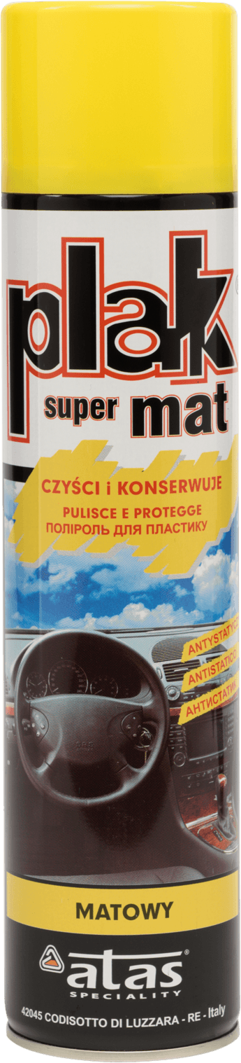 PLAK Полироль-реставратор пластика SUPER MAT Лимон (аэрозоль) 600 мл.