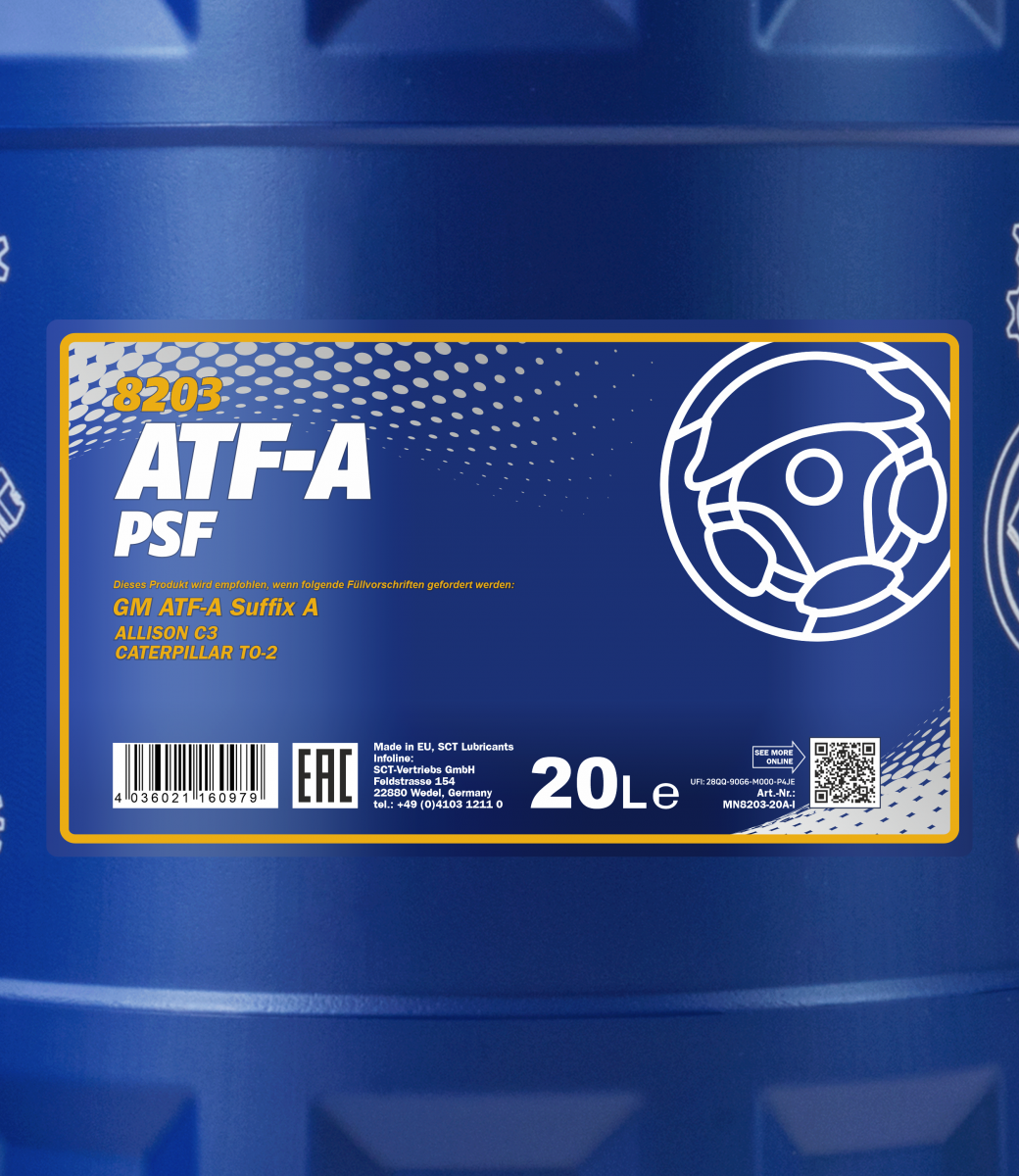8203 MANNOL ATF-A PSF 20 л. Гидравлическая жидкость